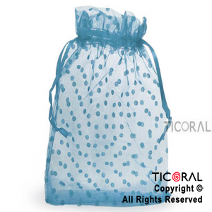 BOLSA ORGANZA CELESTE 20X25 LUNARES HS3978-3 x 1